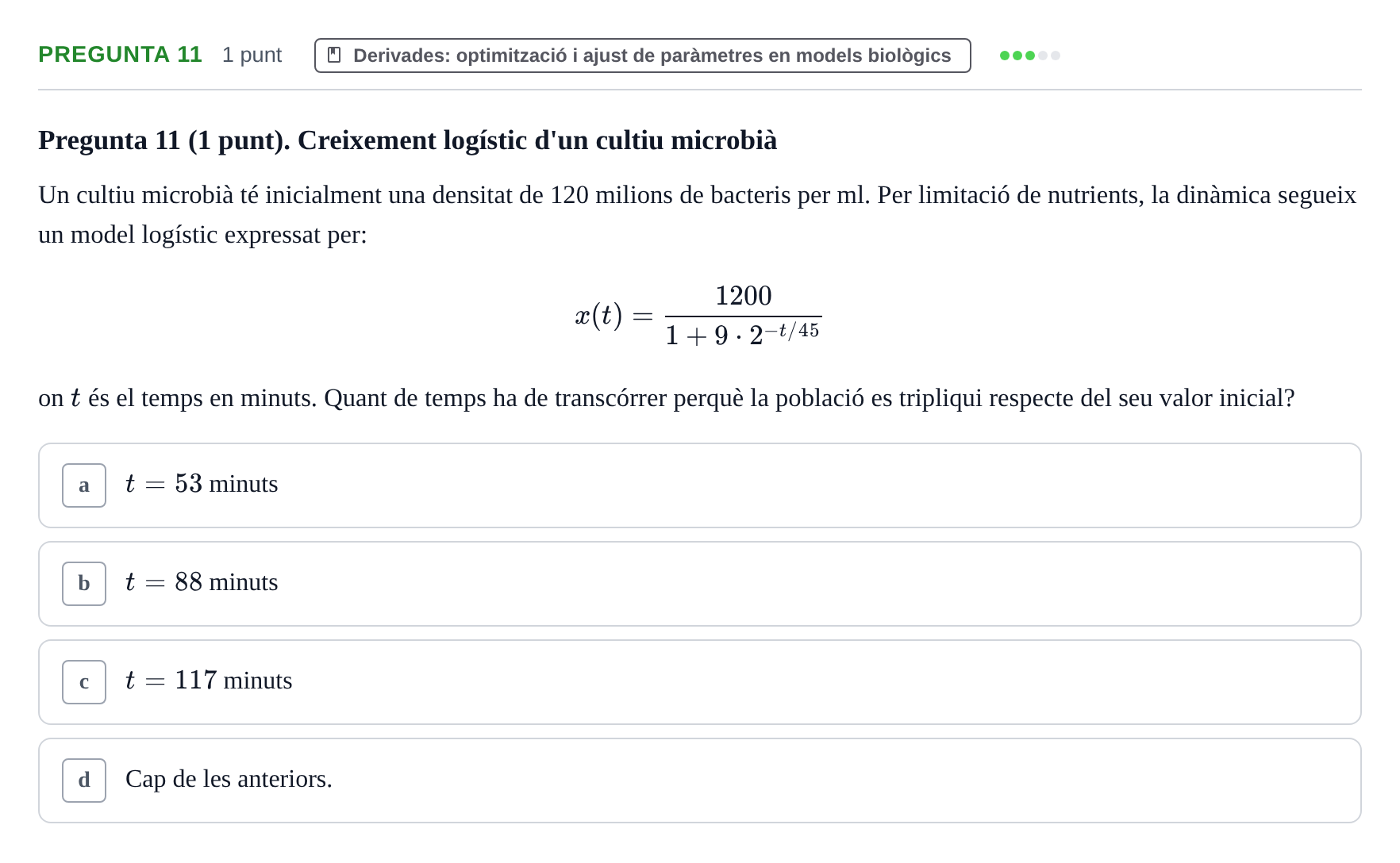 Enunciado: Pregunta 11 · Matemáticas UDG Juny 2016