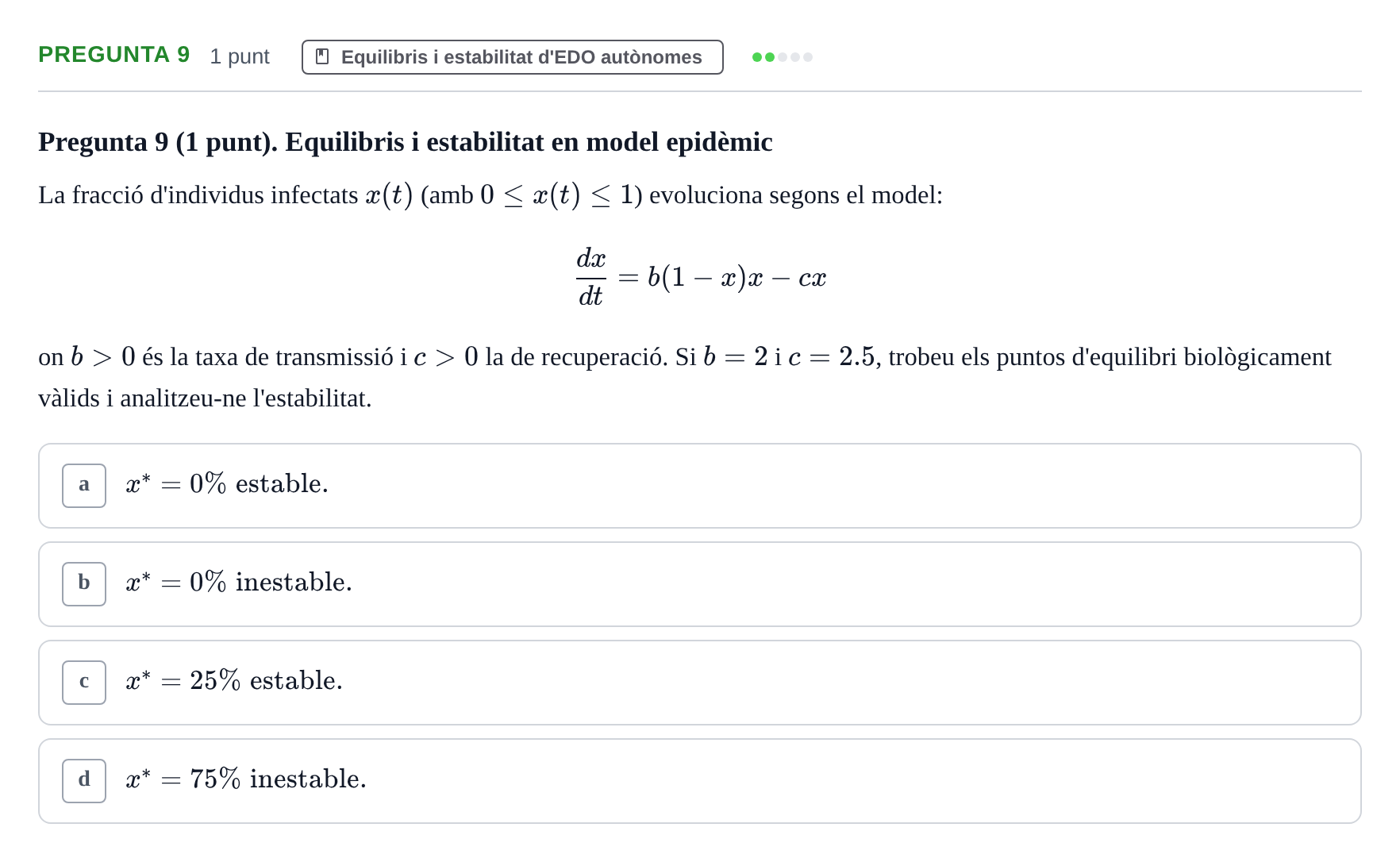 Enunciado: Pregunta 9 · Matemáticas UDG 2017