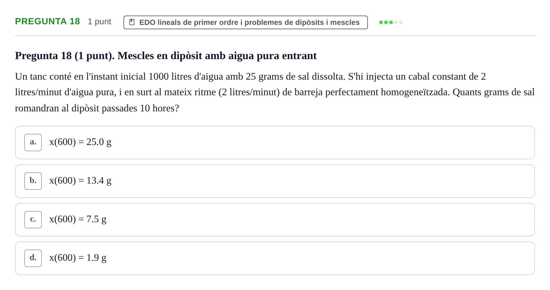 Enunciado: Pregunta 18 · Matemáticas UDG Juny 2017