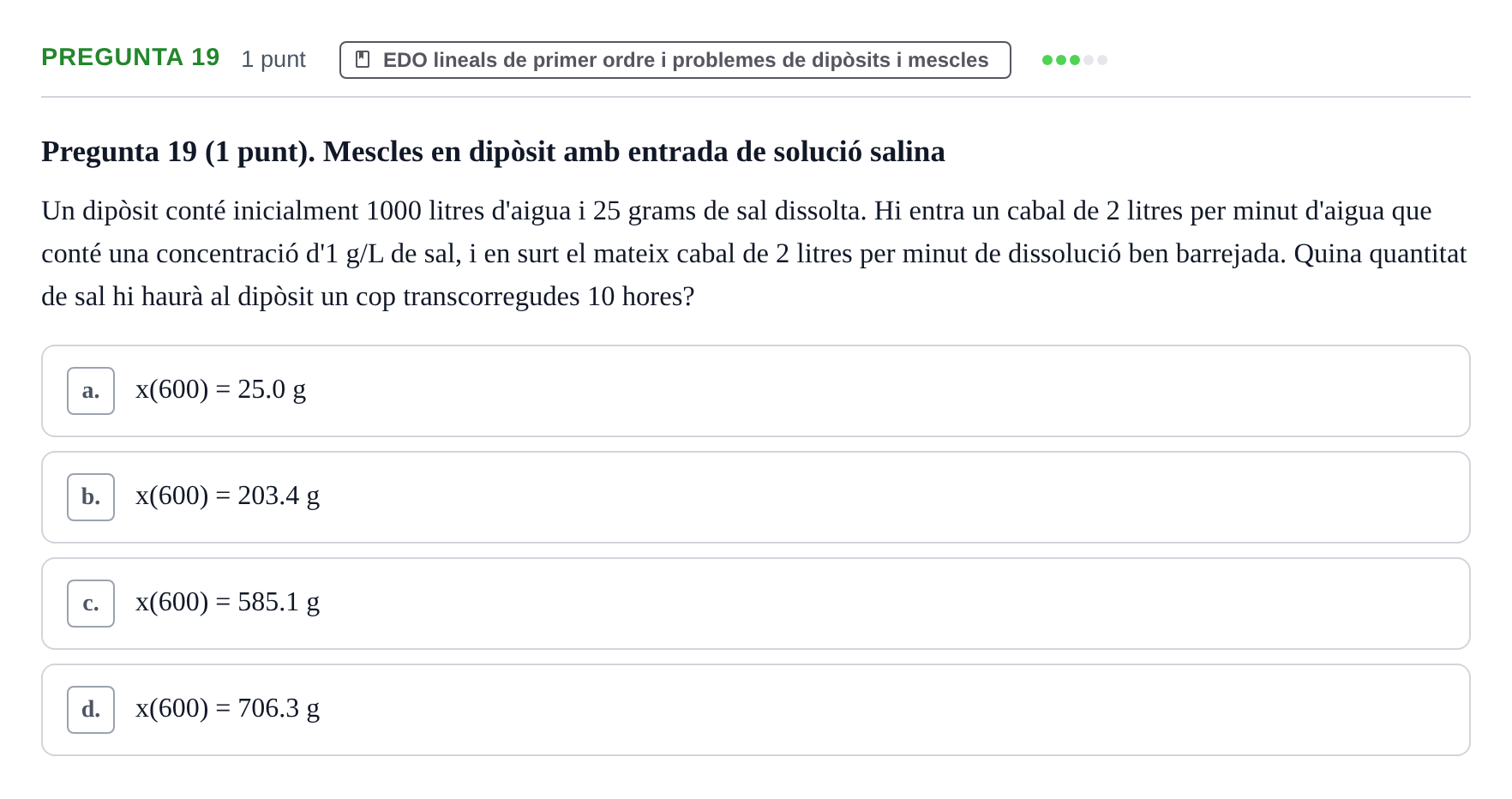 Enunciado: Pregunta 19 · Matemáticas UDG Juny 2017