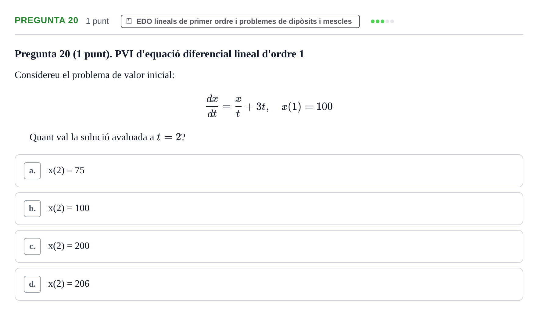 Enunciado: Pregunta 20 · Matemáticas UDG Juny 2017
