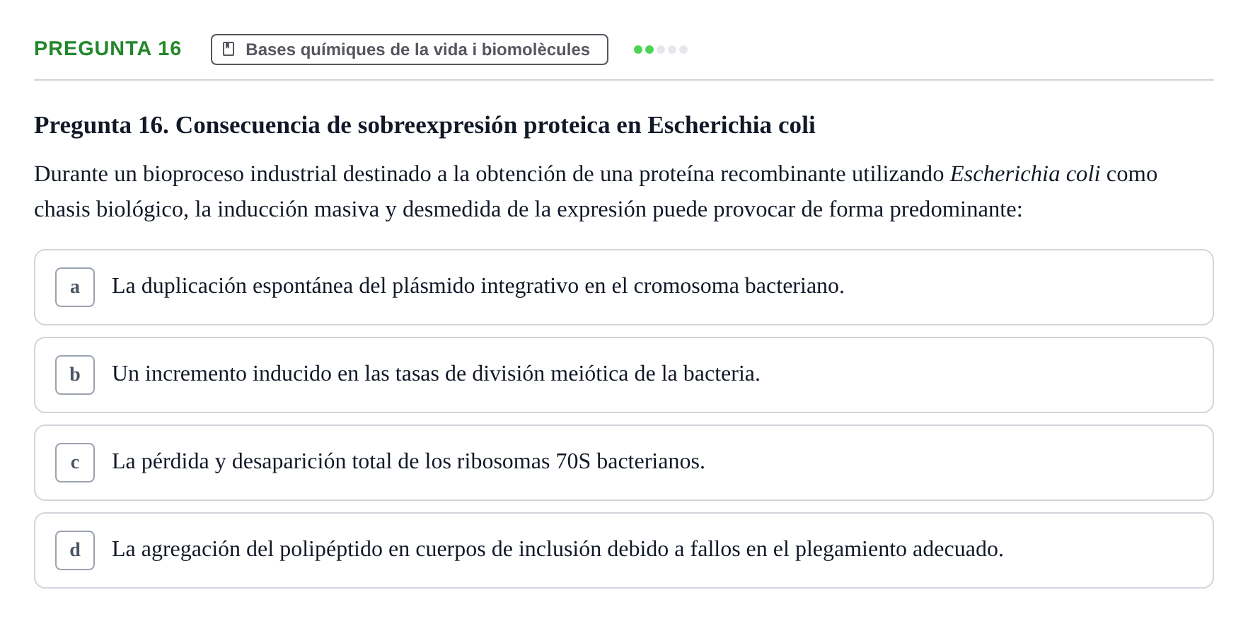 Enunciado: Pregunta 16