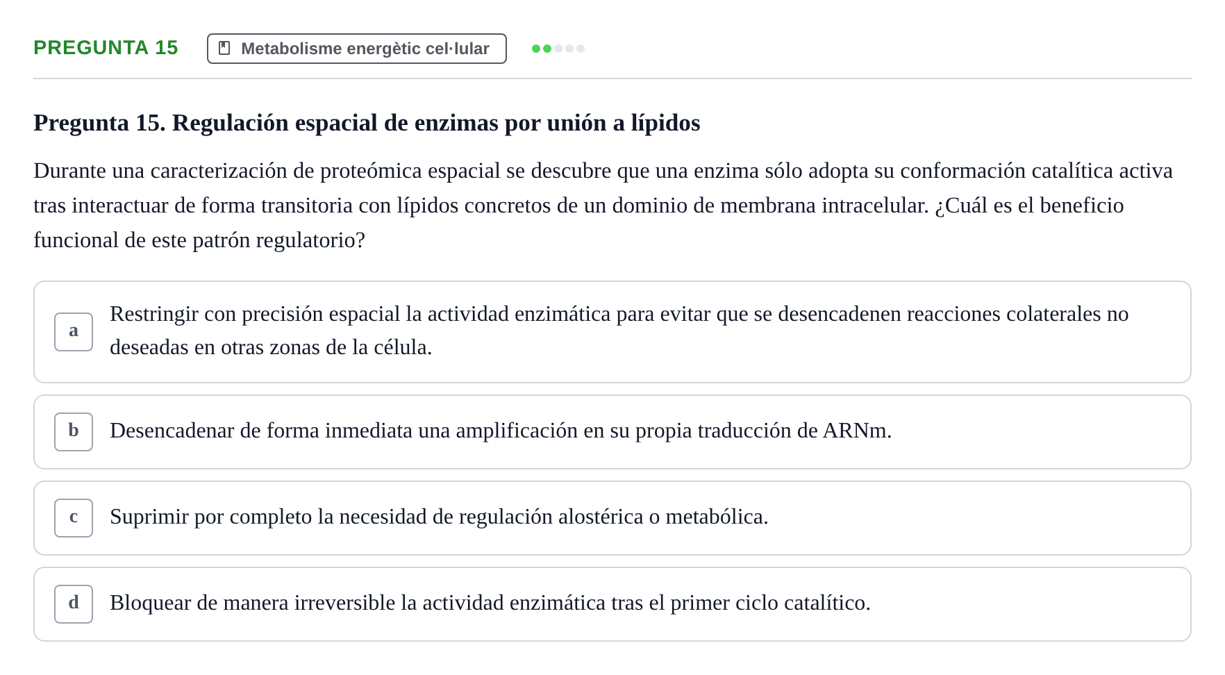 Enunciado: Pregunta 15