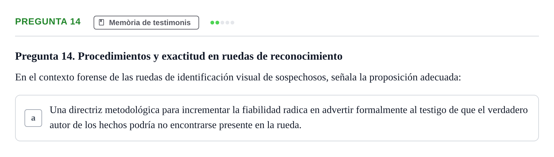 Enunciado: Pregunta 14 · Memoria I Representació UB 2009