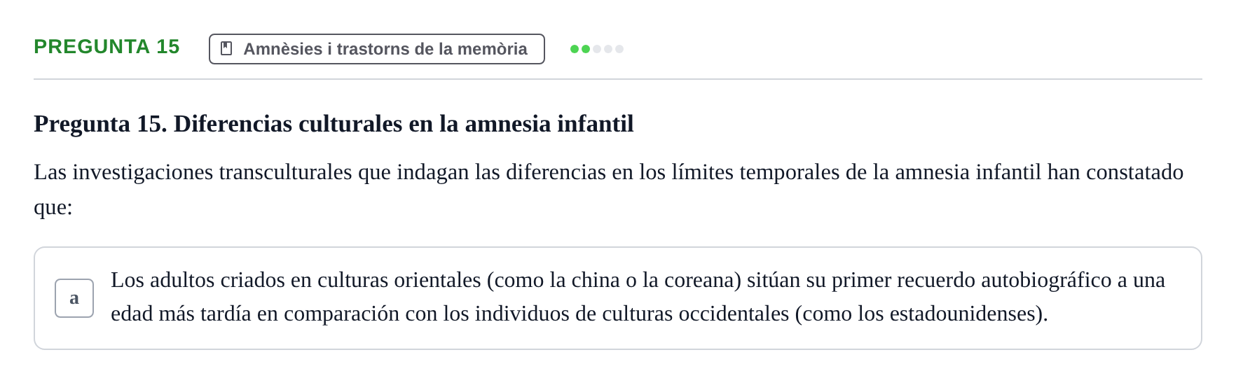 Enunciado: Pregunta 15 · Memoria I Representació UB 2009
