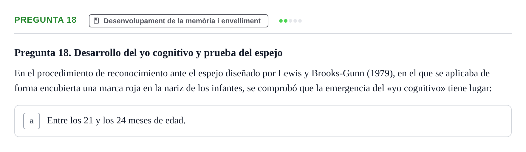 Enunciado: Pregunta 18 · Memoria I Representació UB 2009