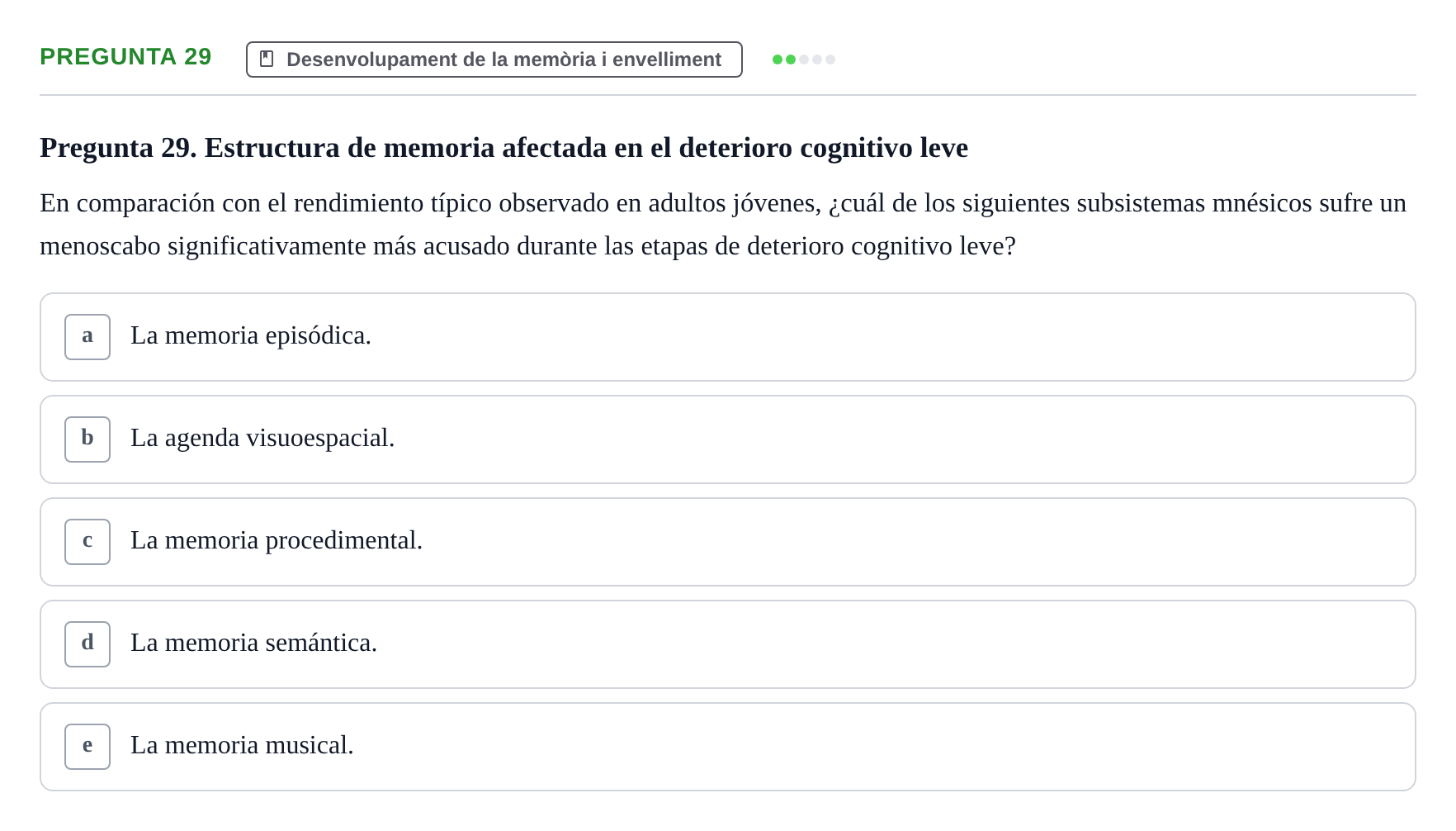 Enunciado: Pregunta 29 · Memoria I Representació UB 2009