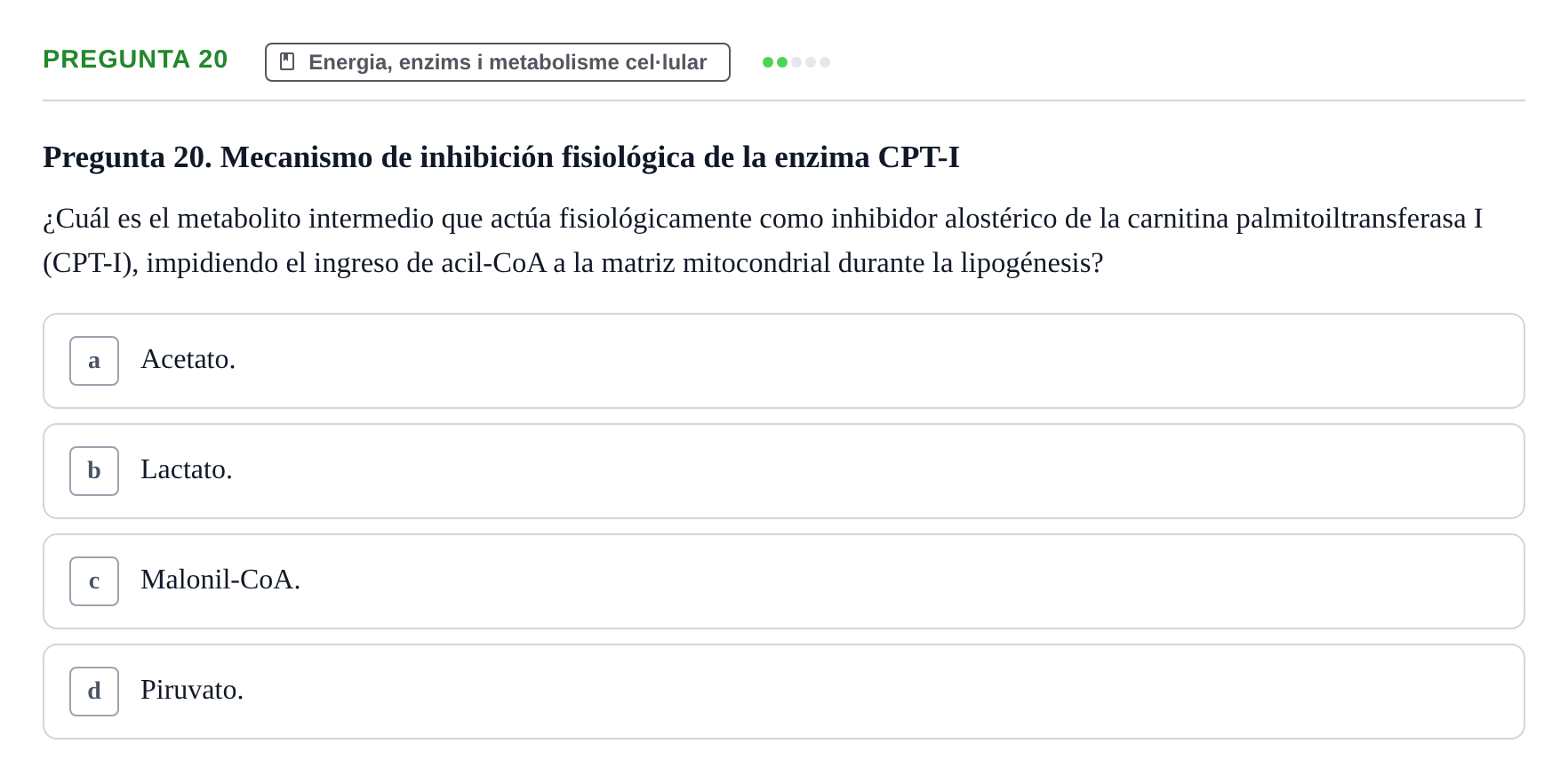 Enunciado: Pregunta 20