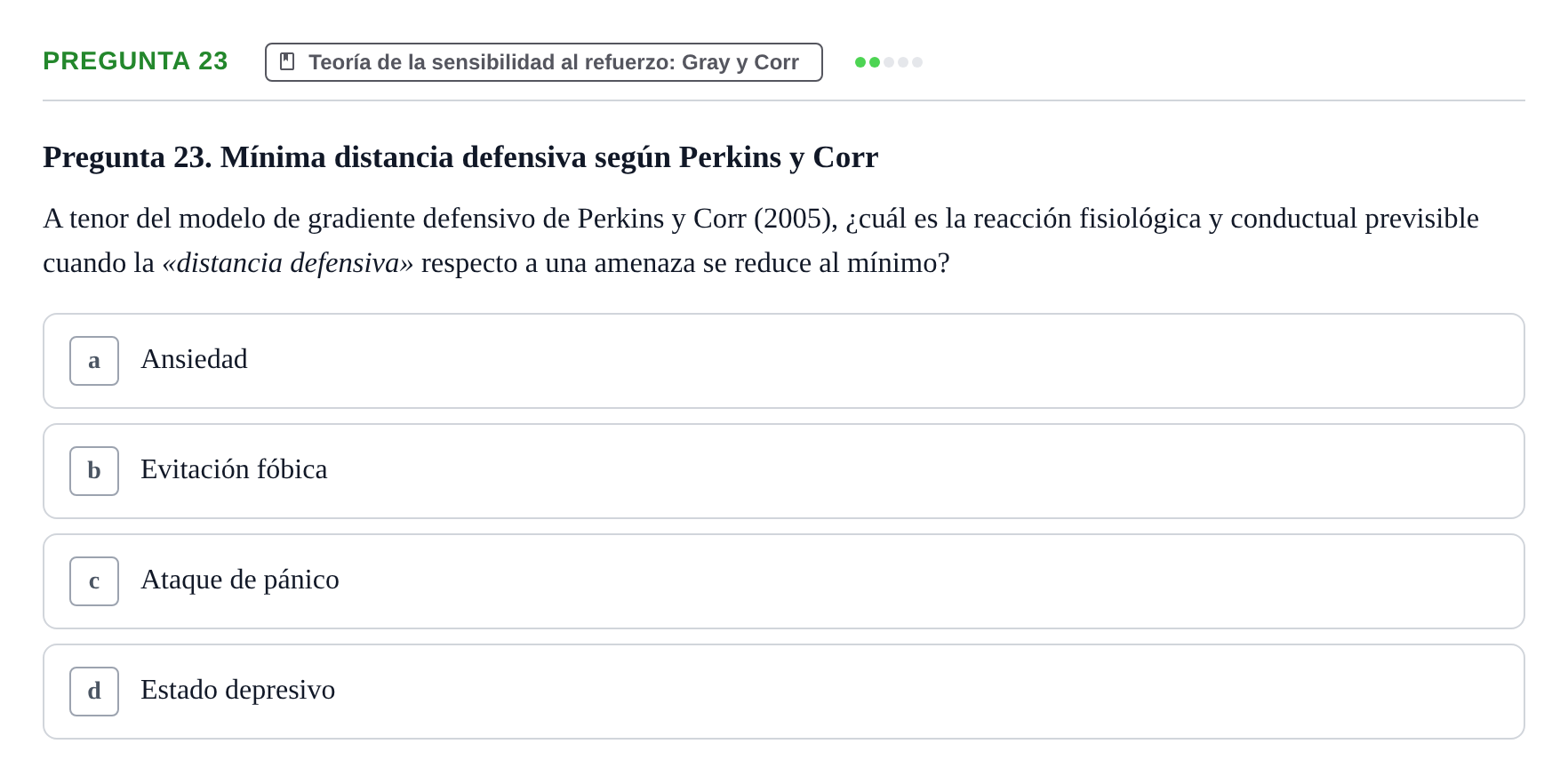 Enunciado: Pregunta 23 · Psicologia de la Personalitat UB Examen Primer Parcial. Psicología de la Personalidad