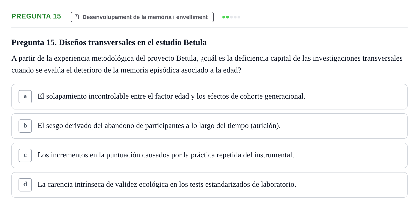 Enunciado: Pregunta 15 · Memoria I Representació UB 2008