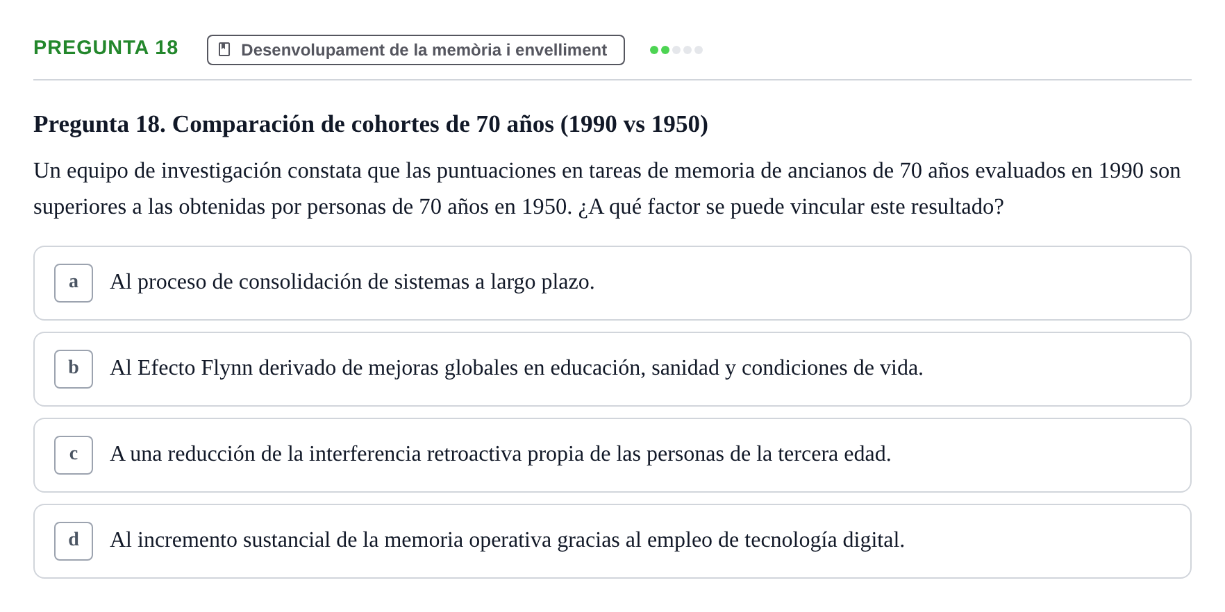 Enunciado: Pregunta 18 · Memoria I Representació UB 2008