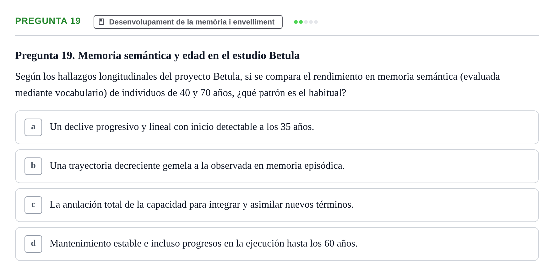 Enunciado: Pregunta 19 · Memoria I Representació UB 2008