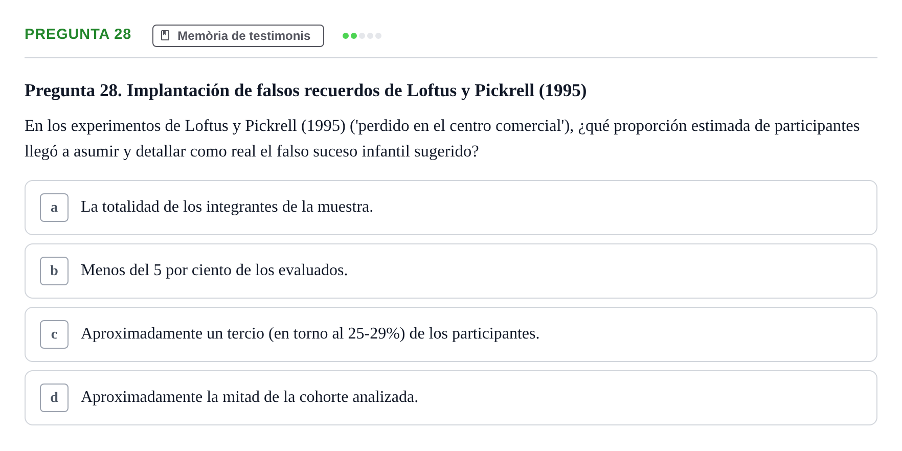Enunciado: Pregunta 28 · Memoria I Representació UB 2008