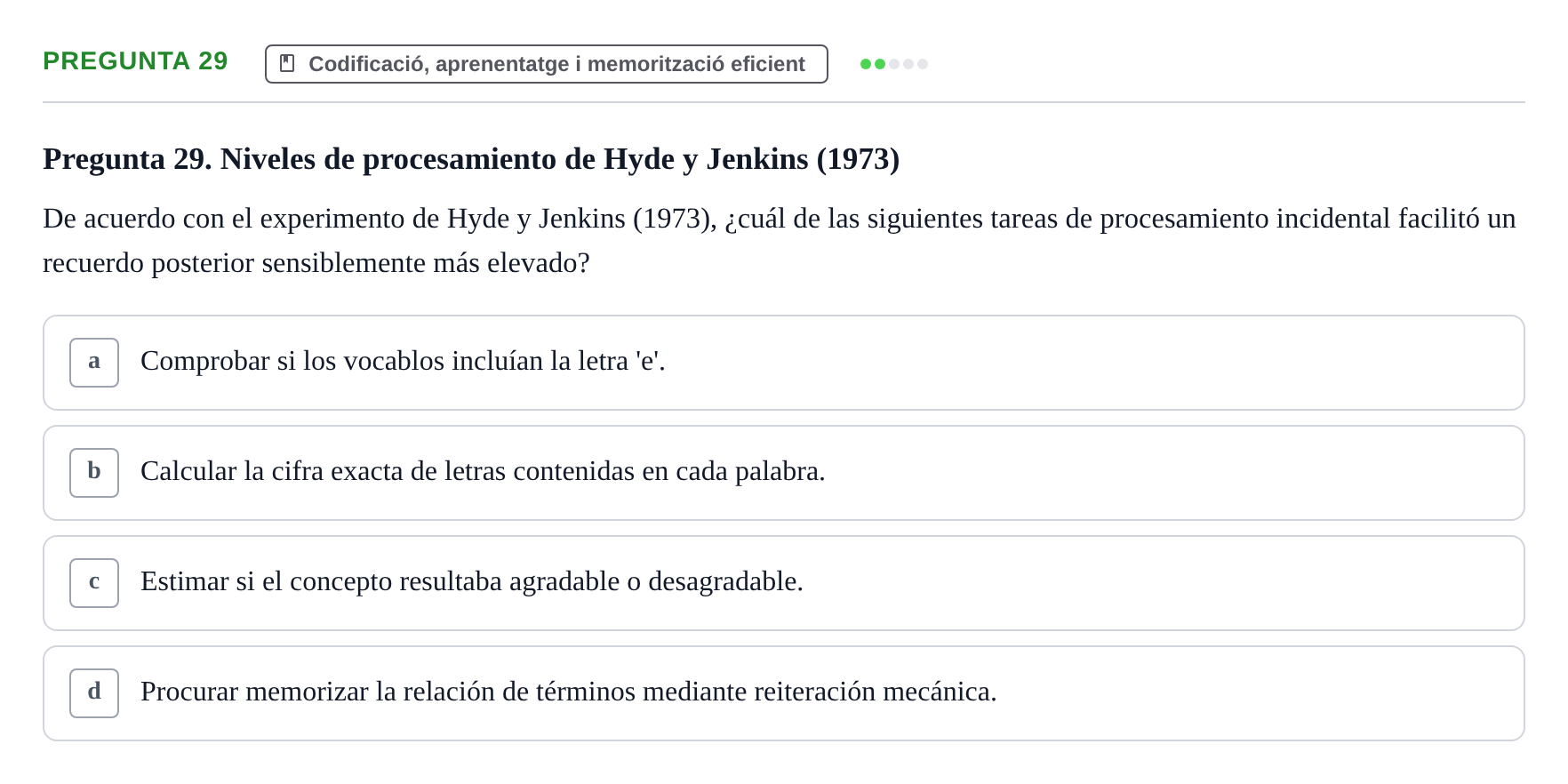 Enunciado: Pregunta 29 · Memoria I Representació UB 2008