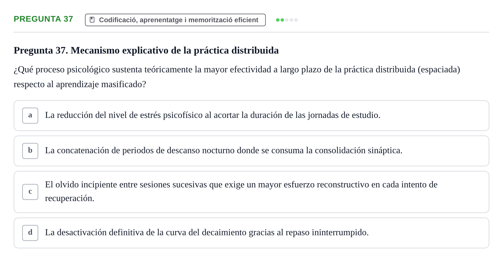 Enunciado: Pregunta 37 · Memoria I Representació UB 2008