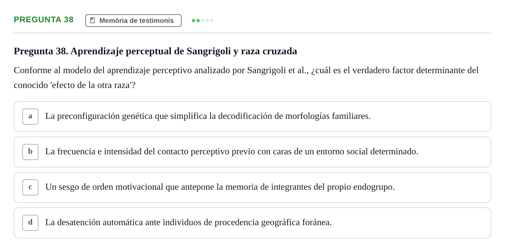 Enunciado: Pregunta 38 · Memoria I Representació UB 2008