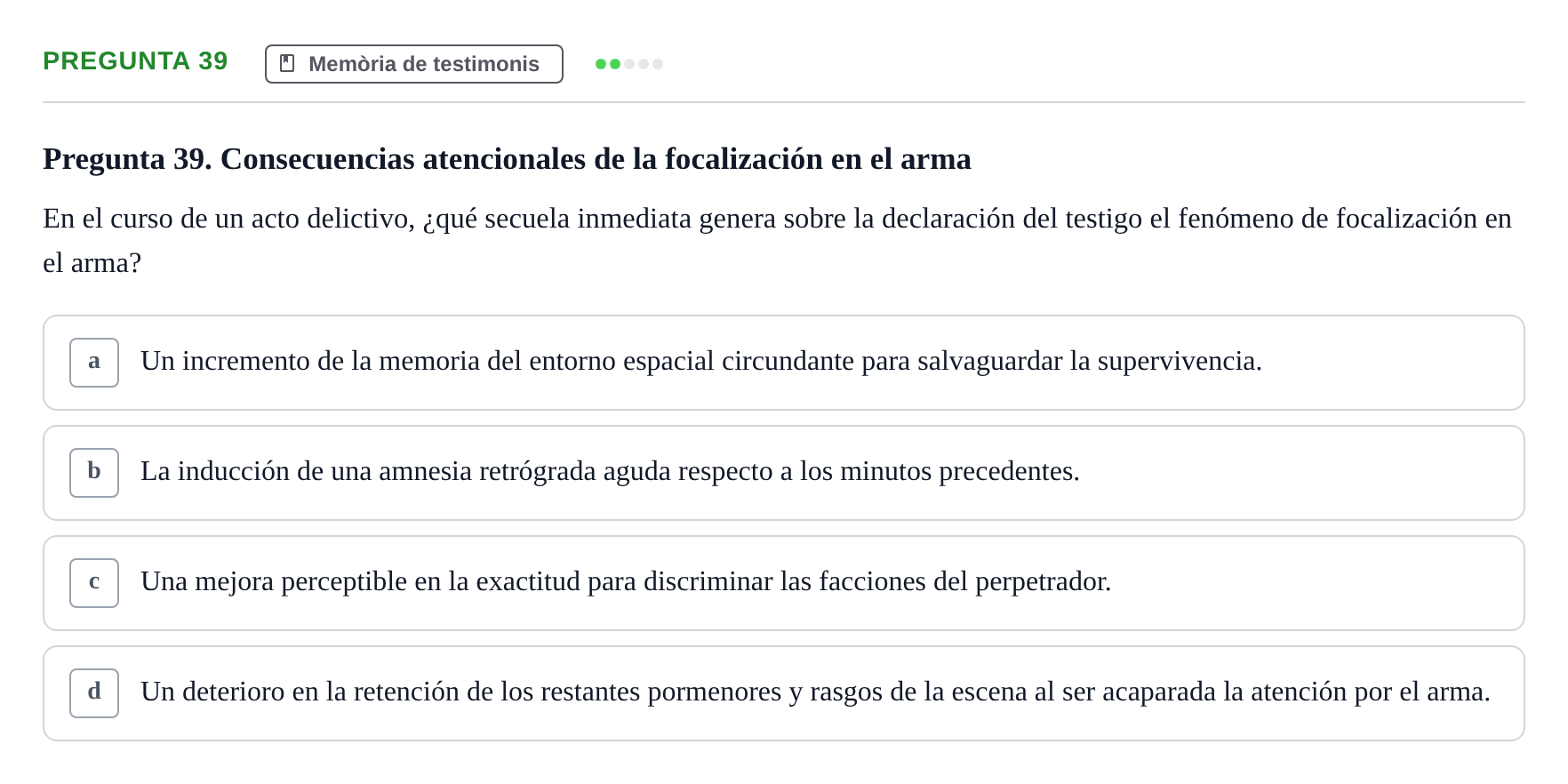 Enunciado: Pregunta 39 · Memoria I Representació UB 2008