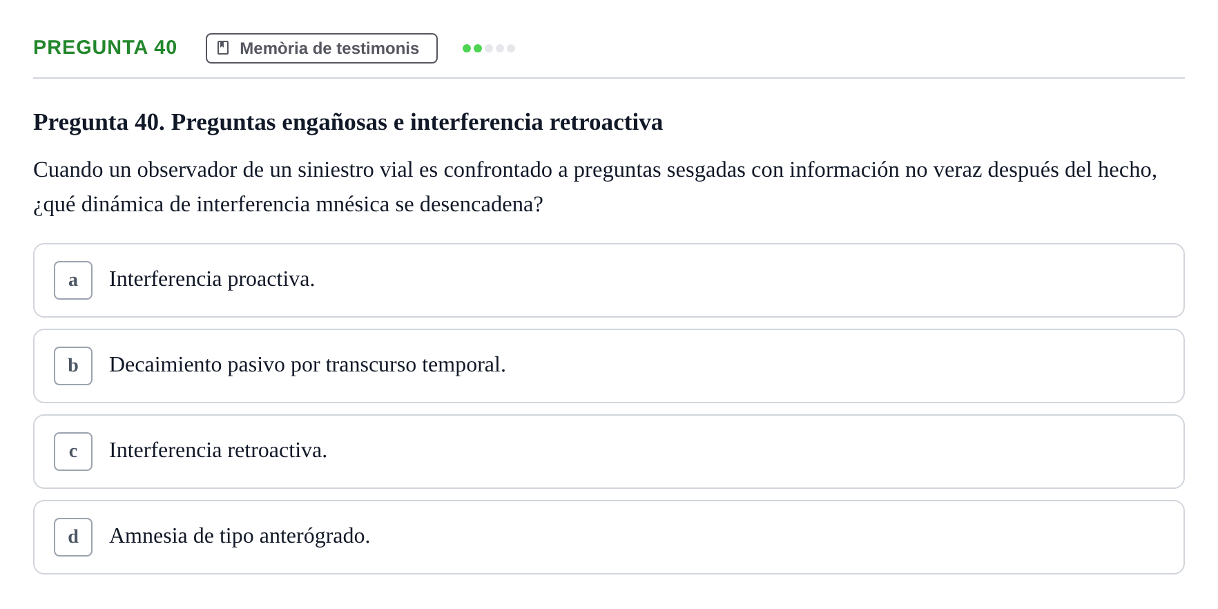 Enunciado: Pregunta 40 · Memoria I Representació UB 2008