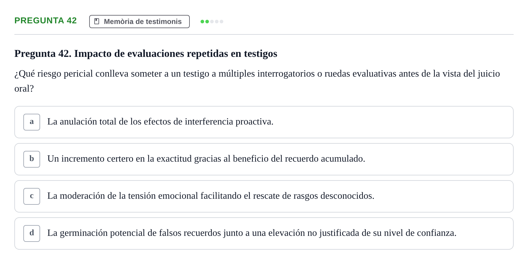 Enunciado: Pregunta 42 · Memoria I Representació UB 2008