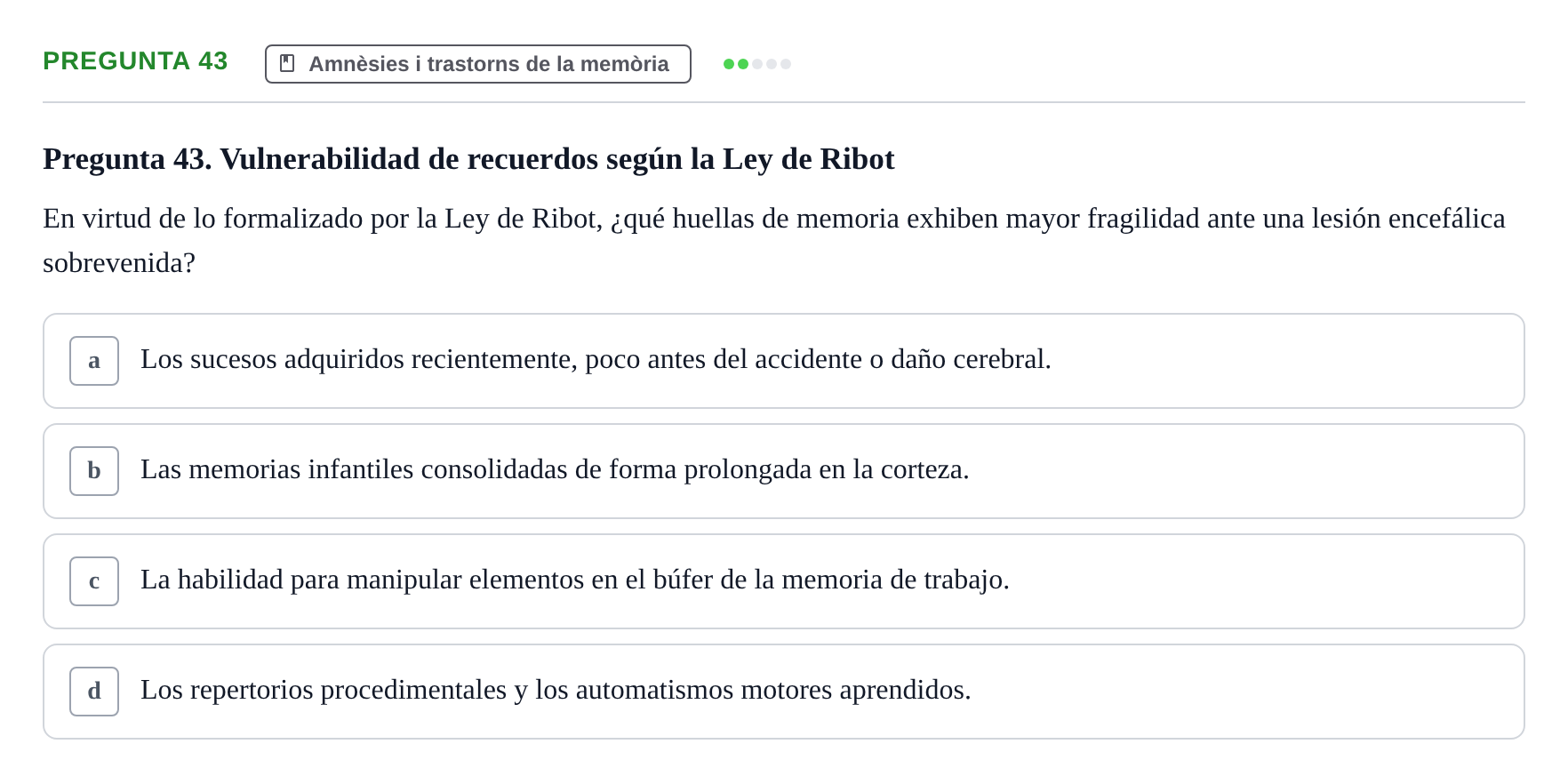 Enunciado: Pregunta 43 · Memoria I Representació UB 2008