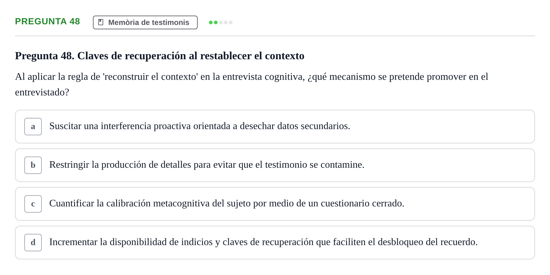 Enunciado: Pregunta 48 · Memoria I Representació UB 2008