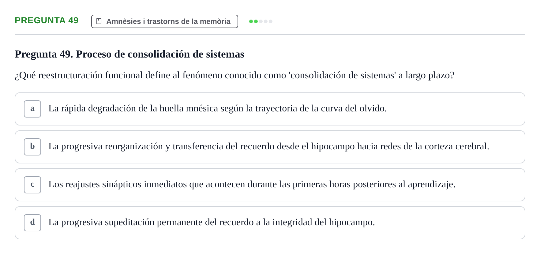 Enunciado: Pregunta 49 · Memoria I Representació UB 2008