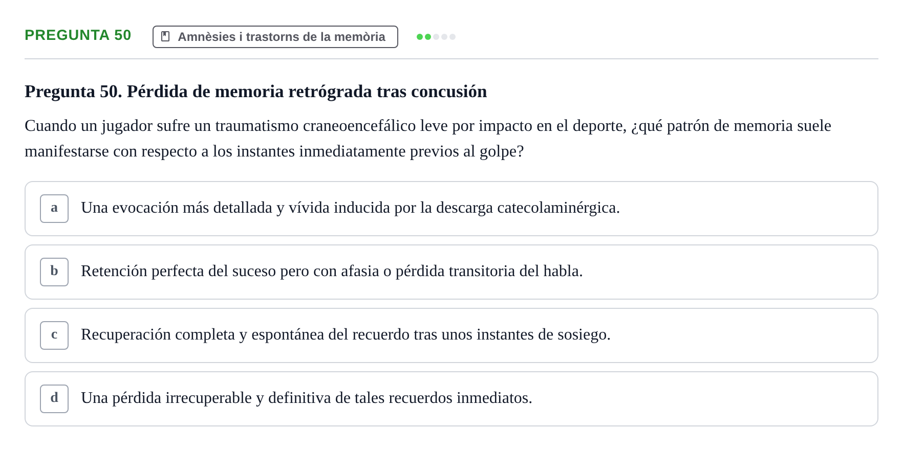 Enunciado: Pregunta 50 · Memoria I Representació UB 2008