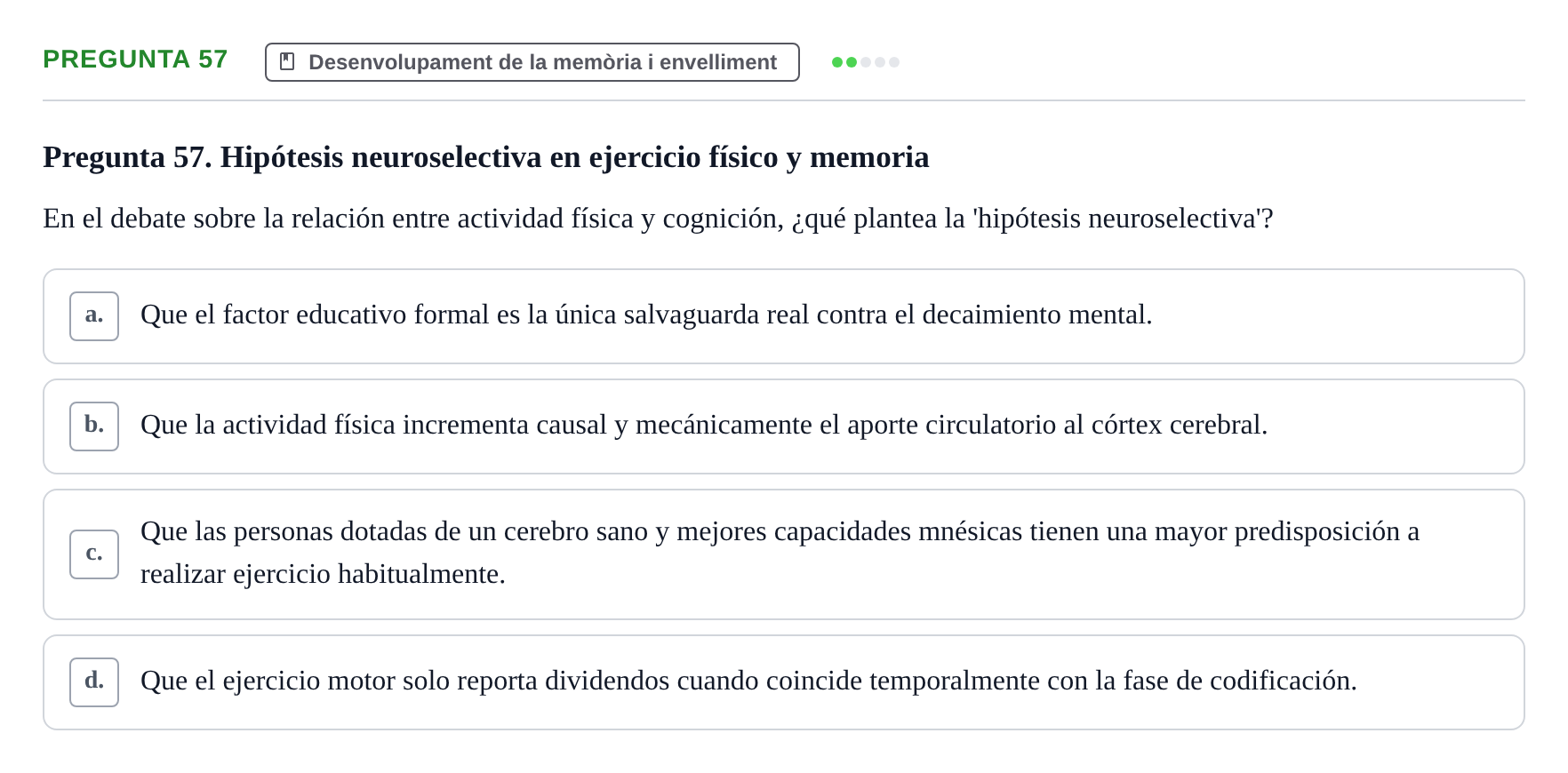 Enunciado: Pregunta 57 · Memoria I Representació UB 2008