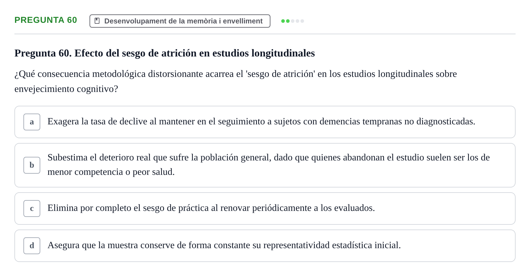 Enunciado: Pregunta 60 · Memoria I Representació UB 2008