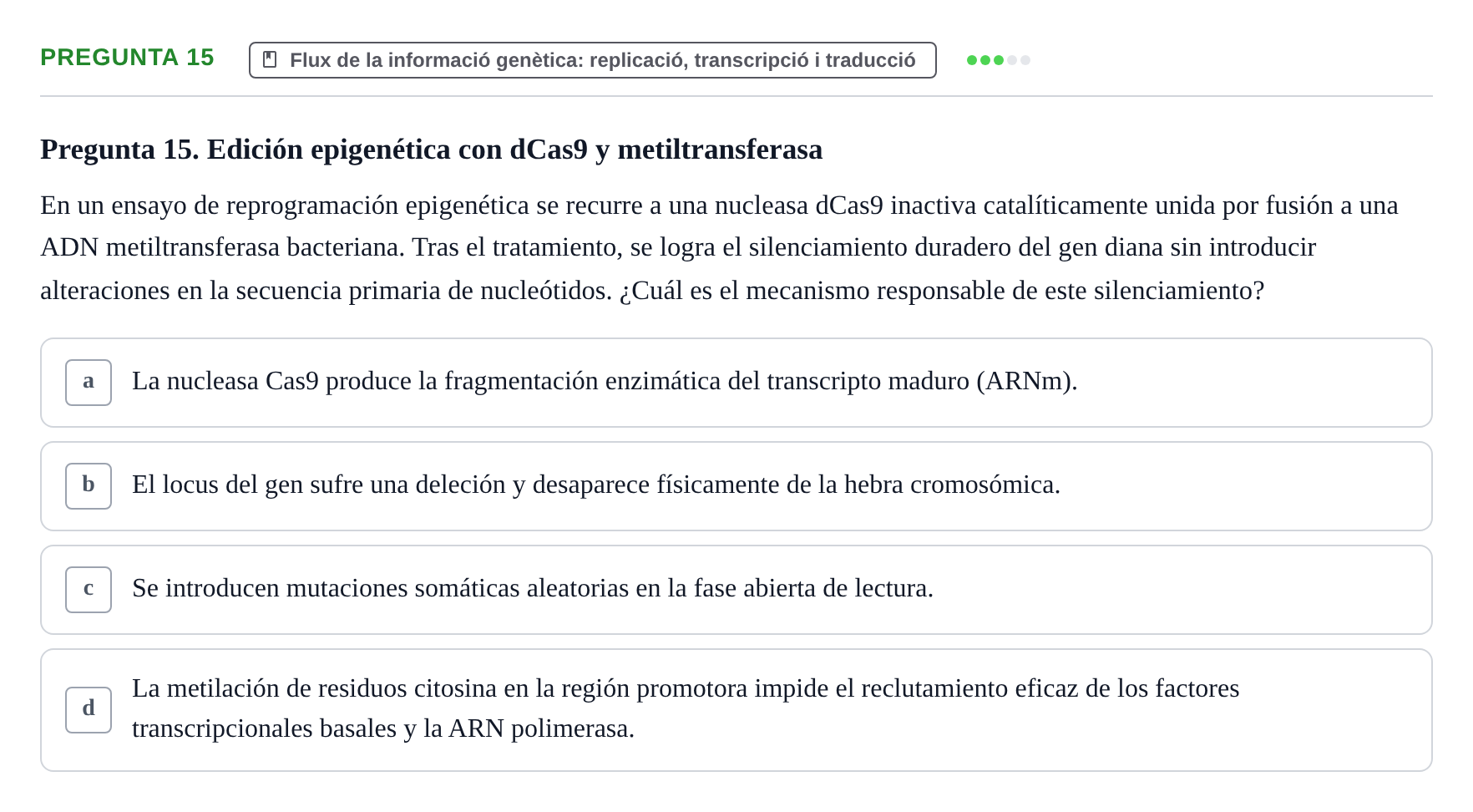 Enunciado: Pregunta 15