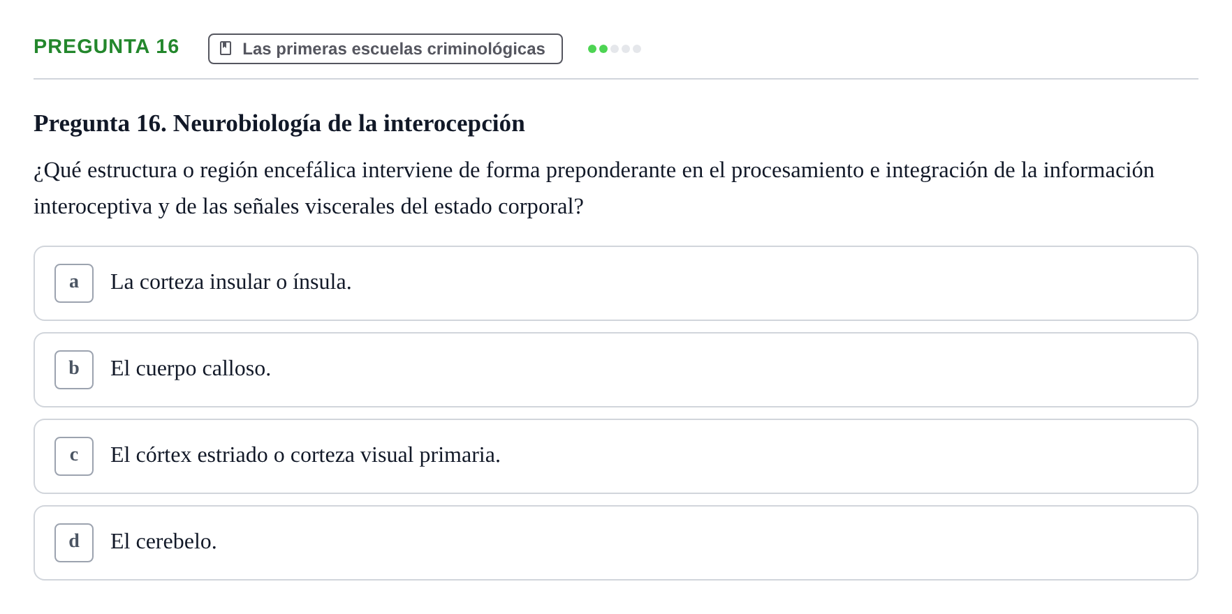 Enunciado: Pregunta 16