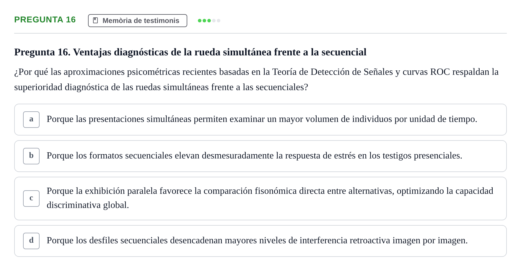 Enunciado: Pregunta 16 · Memoria I Representació UB 2008