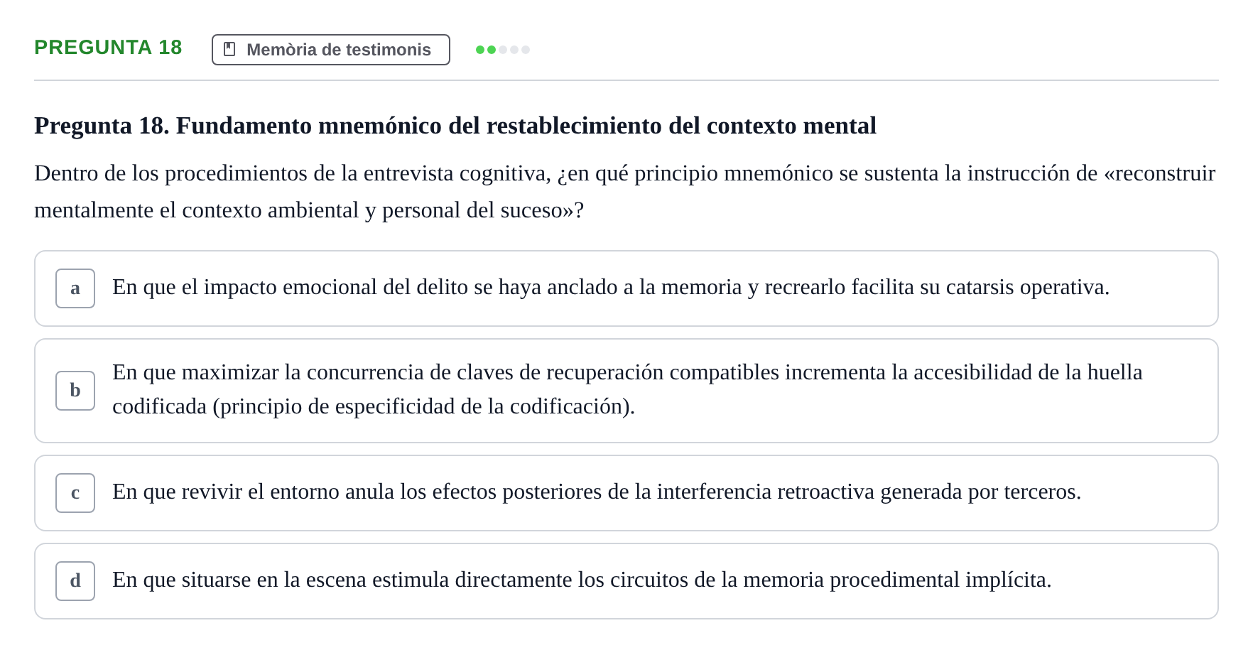 Enunciado: Pregunta 18 · Memoria I Representació UB 2008