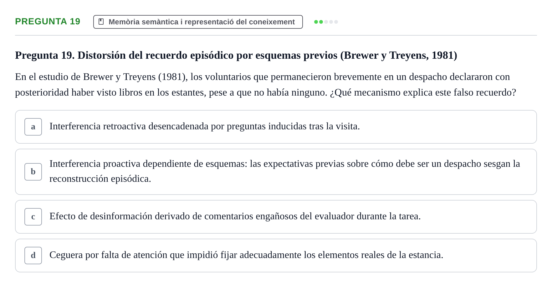 Enunciado: Pregunta 19 · Memoria I Representació UB 2008