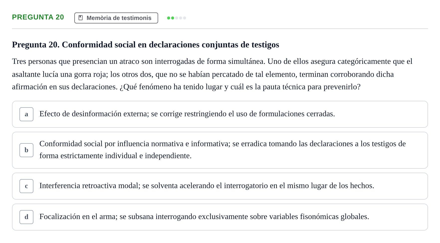 Enunciado: Pregunta 20 · Memoria I Representació UB 2008