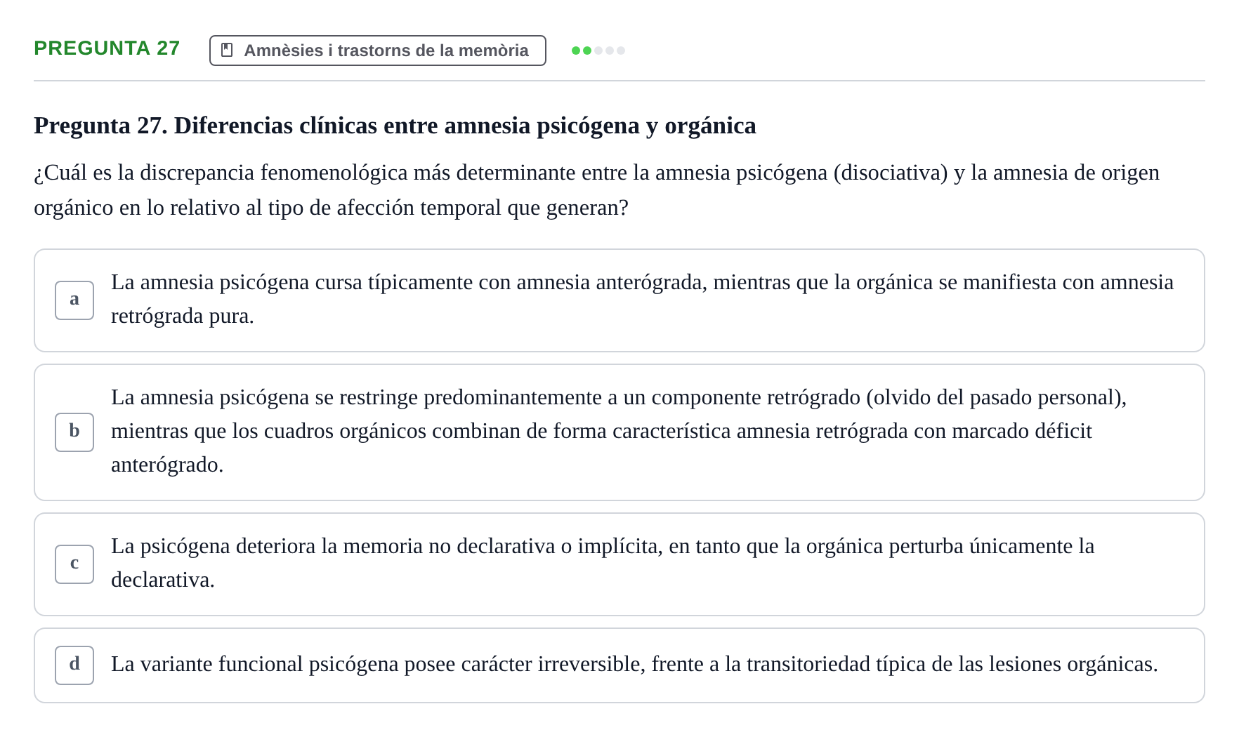 Enunciado: Pregunta 27 · Memoria I Representació UB 2008