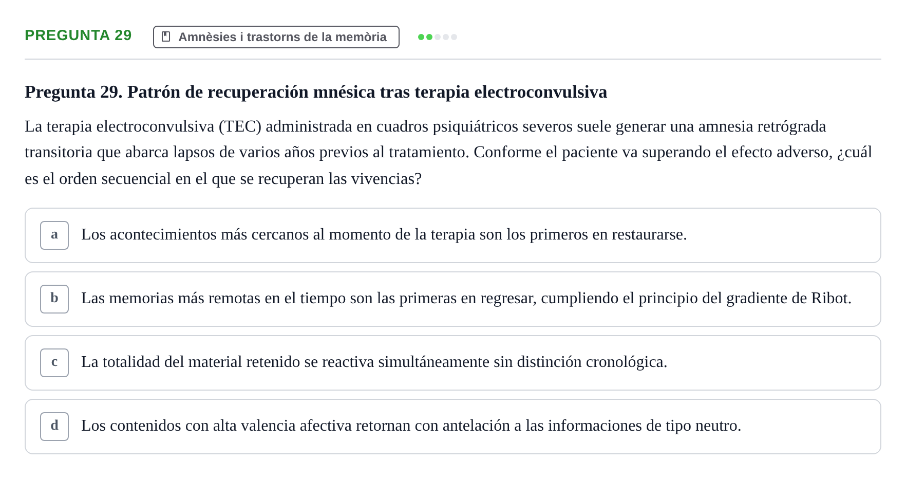 Enunciado: Pregunta 29 · Memoria I Representació UB 2008