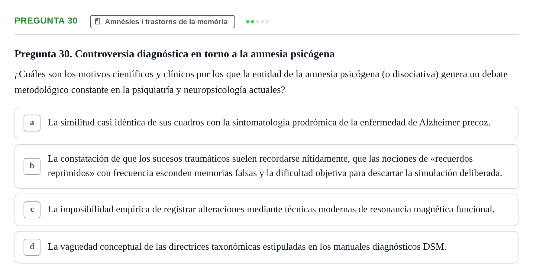 Enunciado: Pregunta 30 · Memoria I Representació UB 2008