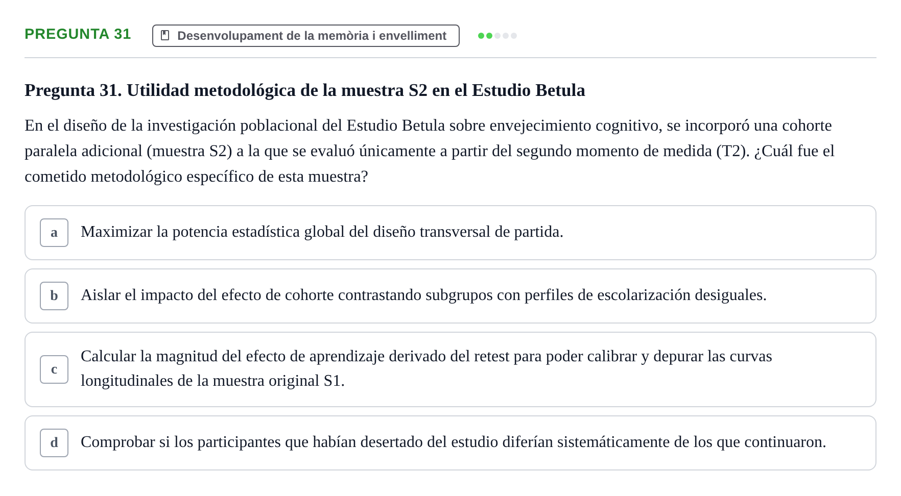 Enunciado: Pregunta 31 · Memoria I Representació UB 2008