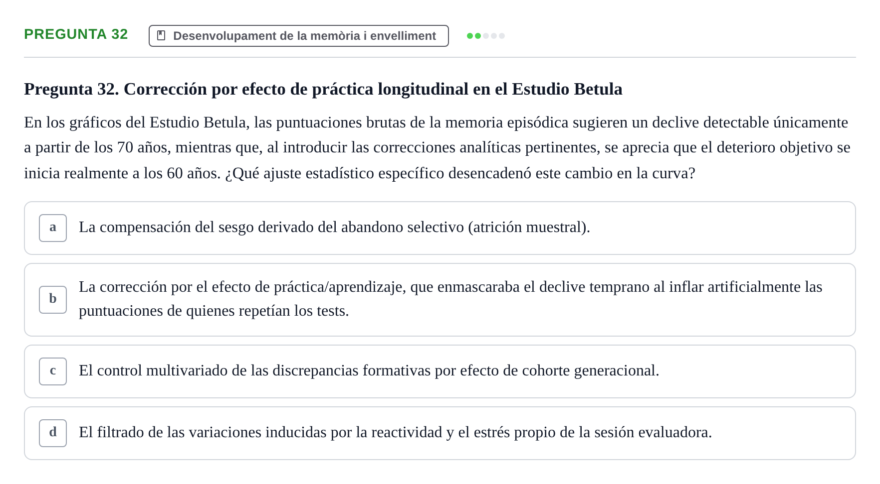 Enunciado: Pregunta 32 · Memoria I Representació UB 2008