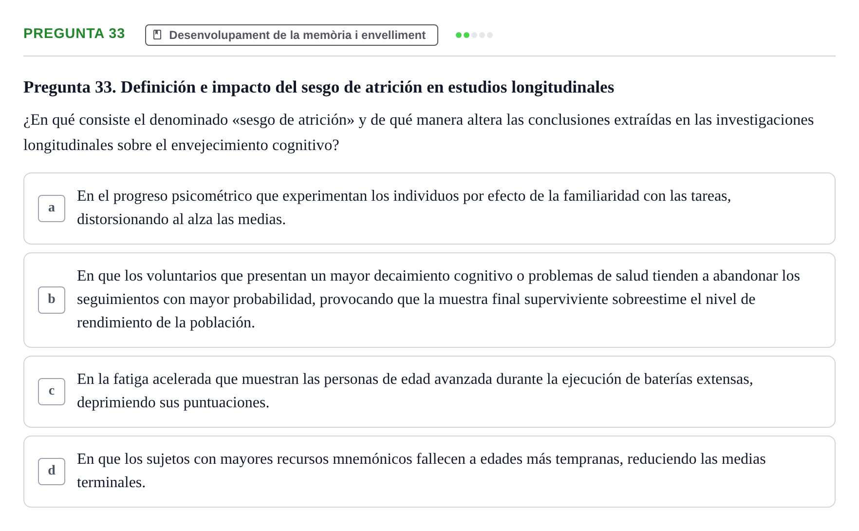 Enunciado: Pregunta 33 · Memoria I Representació UB 2008