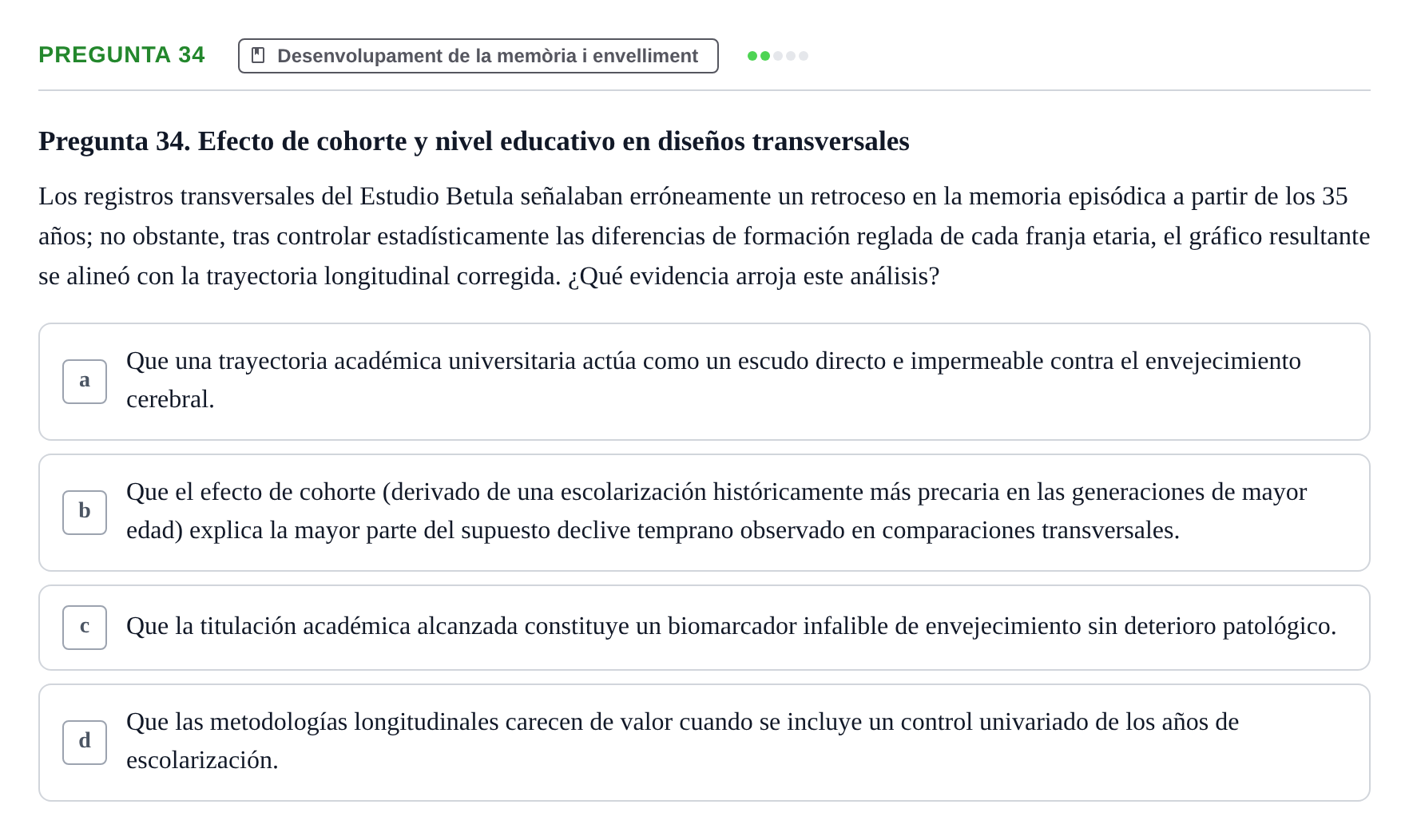 Enunciado: Pregunta 34 · Memoria I Representació UB 2008