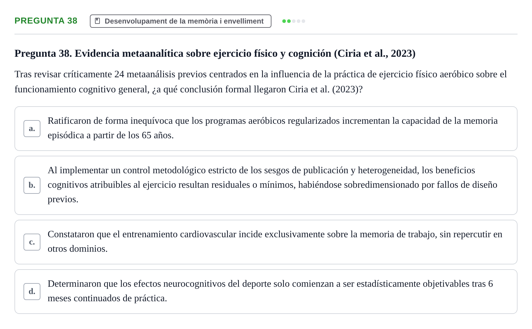 Enunciado: Pregunta 38 · Memoria I Representació UB 2008