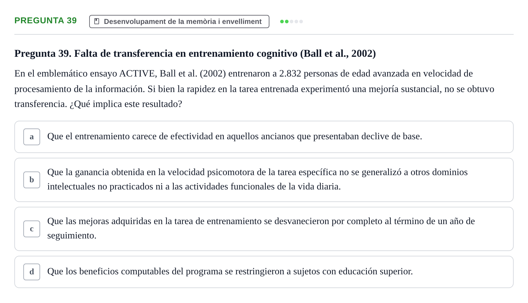 Enunciado: Pregunta 39 · Memoria I Representació UB 2008