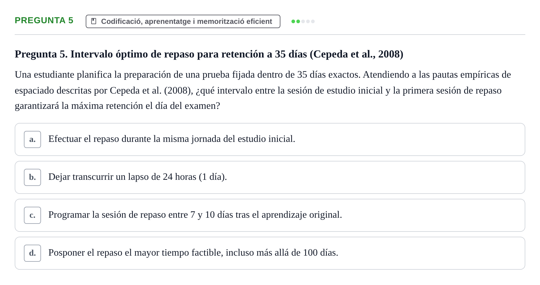 Enunciado: Pregunta 5 · Memoria I Representació UB 2008