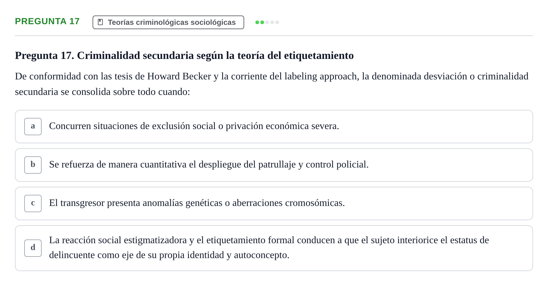 Enunciado: Pregunta 17