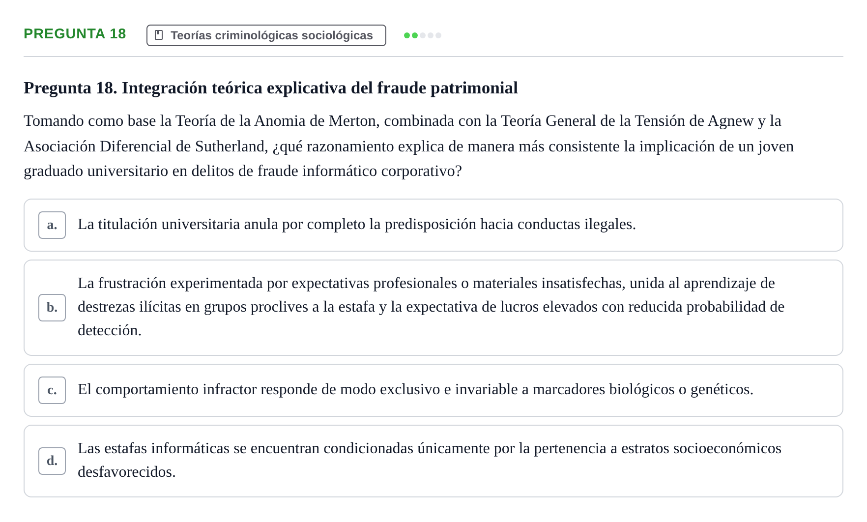 Enunciado: Pregunta 18