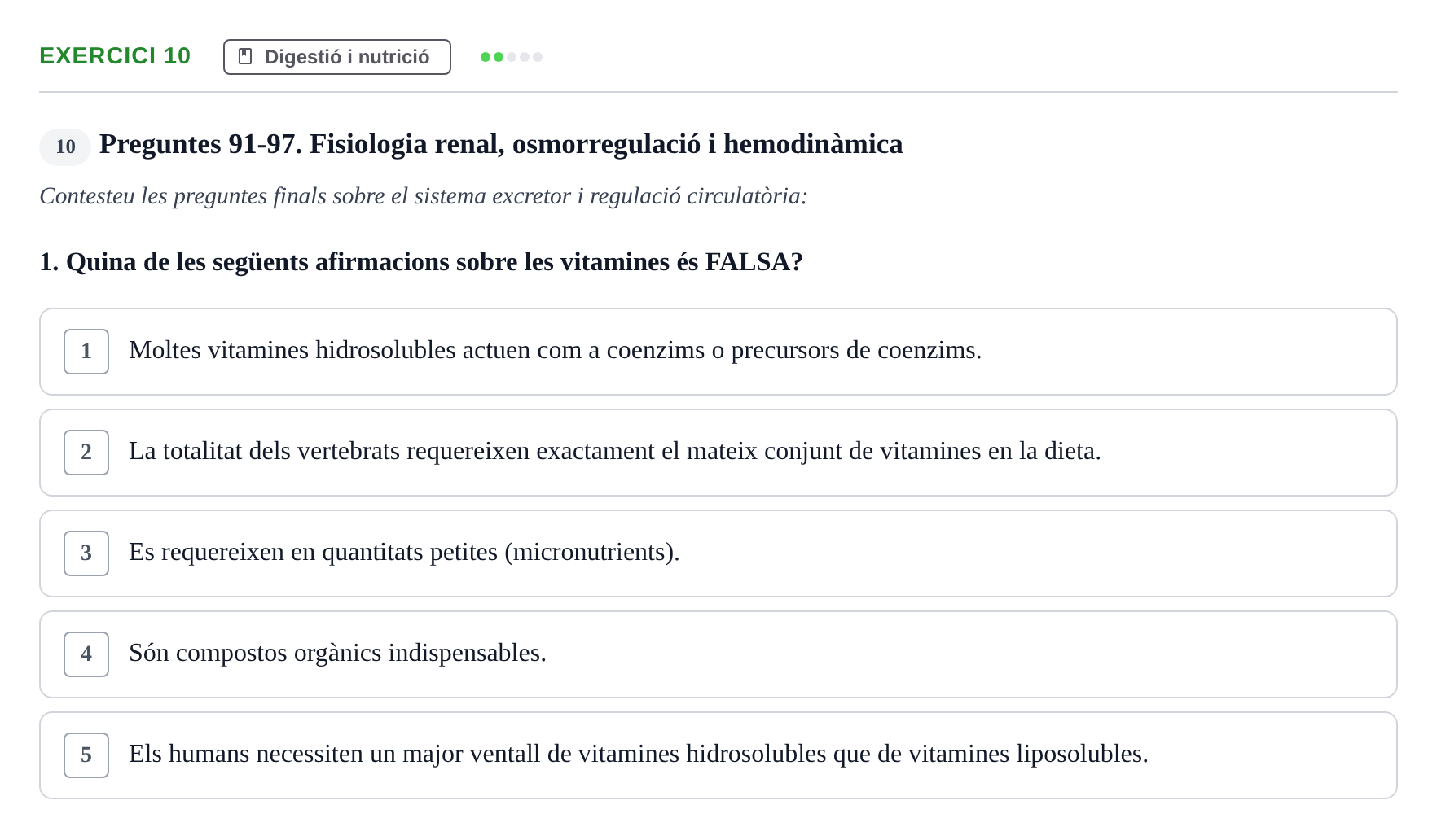 Enunciado: Ejercicio 10 - Digestió i nutrició · Biología UB 2025