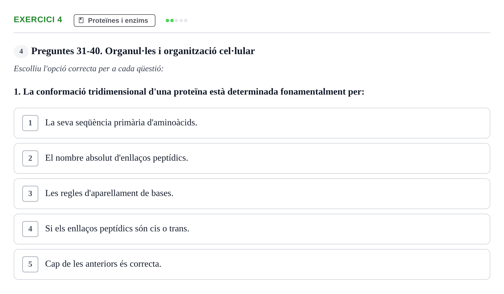 Enunciado: Ejercicio 4 - Proteïnes i enzims · Biología UB 2025