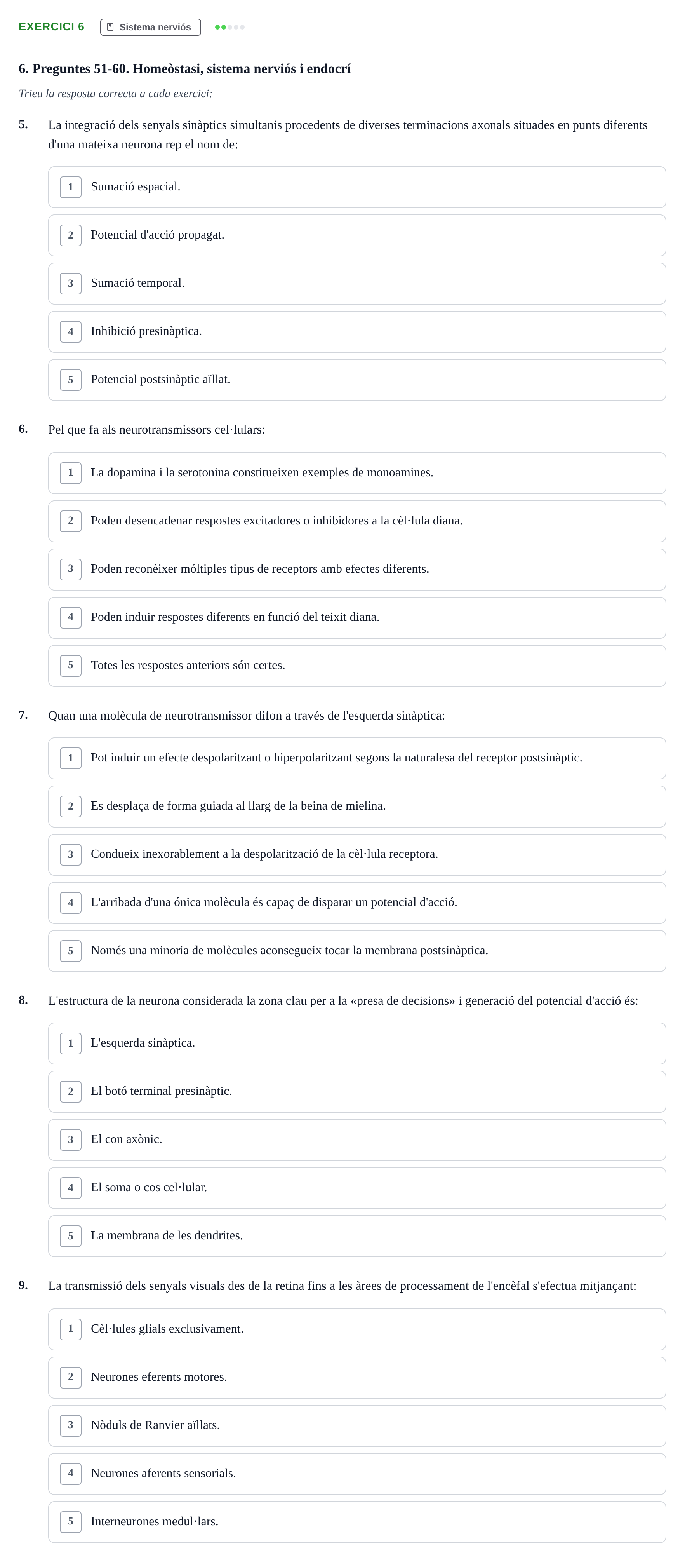 Enunciado: Ejercicio 6 - Sistema nerviós · Biología UB 2025